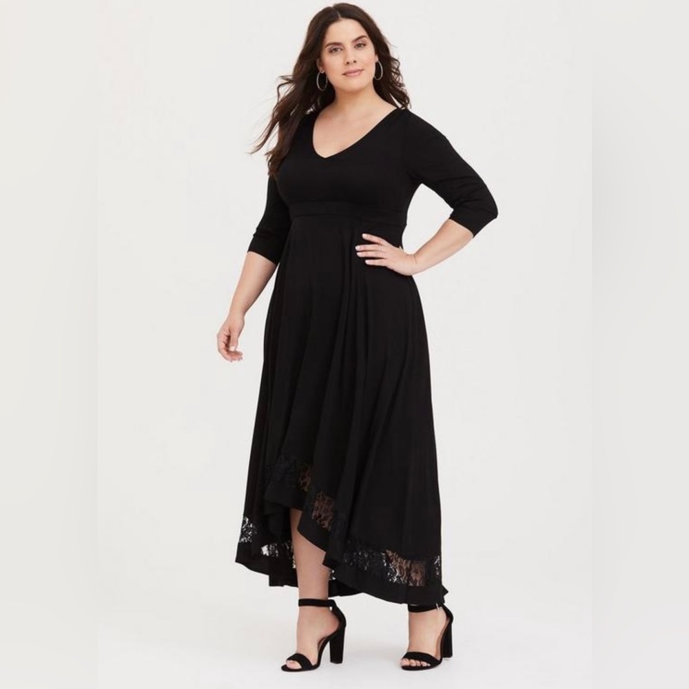Black Challis Hi-Lo Maxi Dress